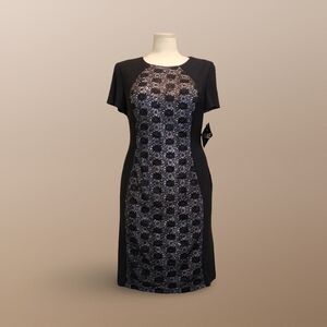 R&M Richards Black Bodycon Illusion Dress New With Tags